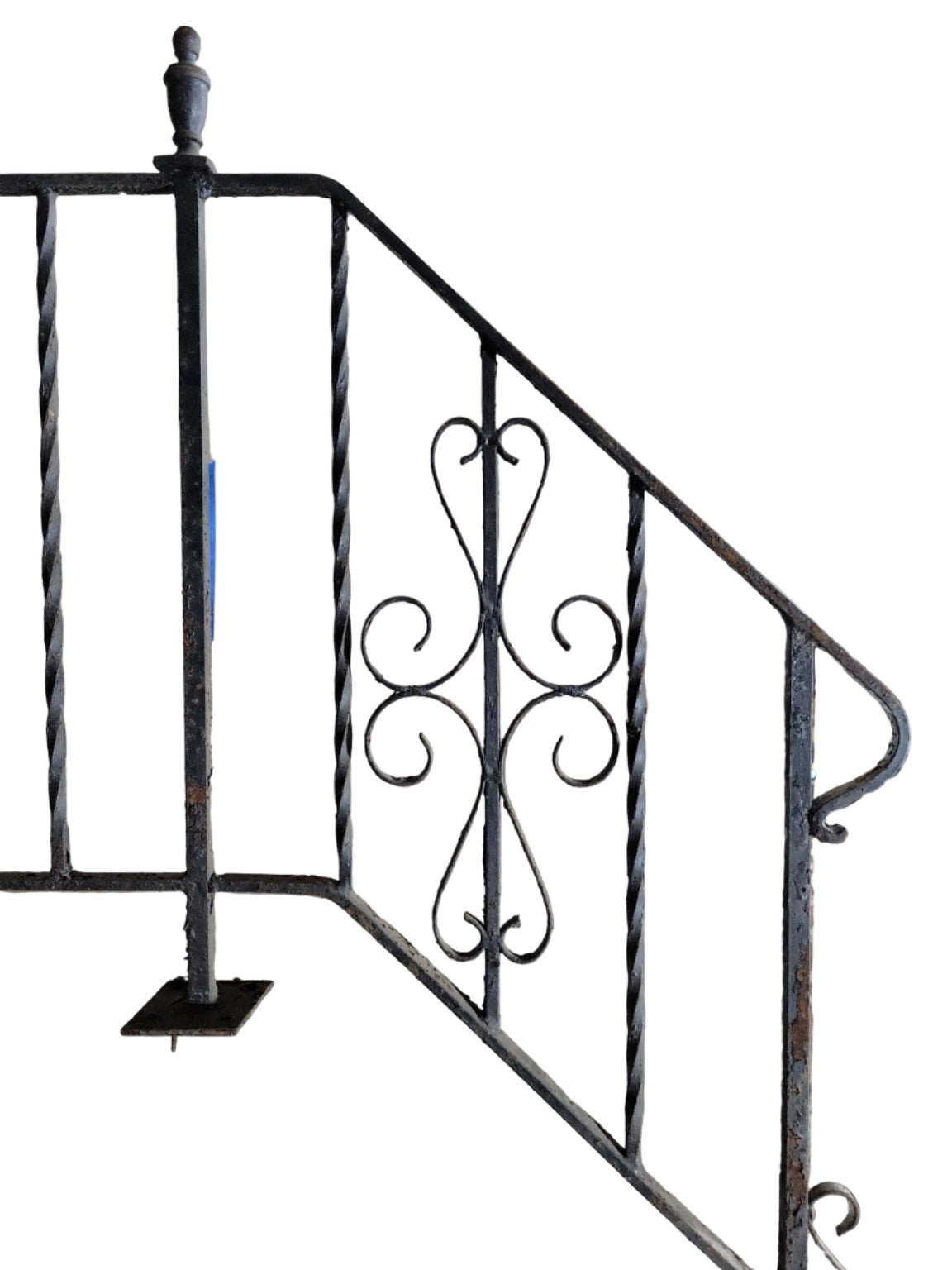 Vintage Wrought Iron Stair Railing with Scrollwork – 60" x 48"