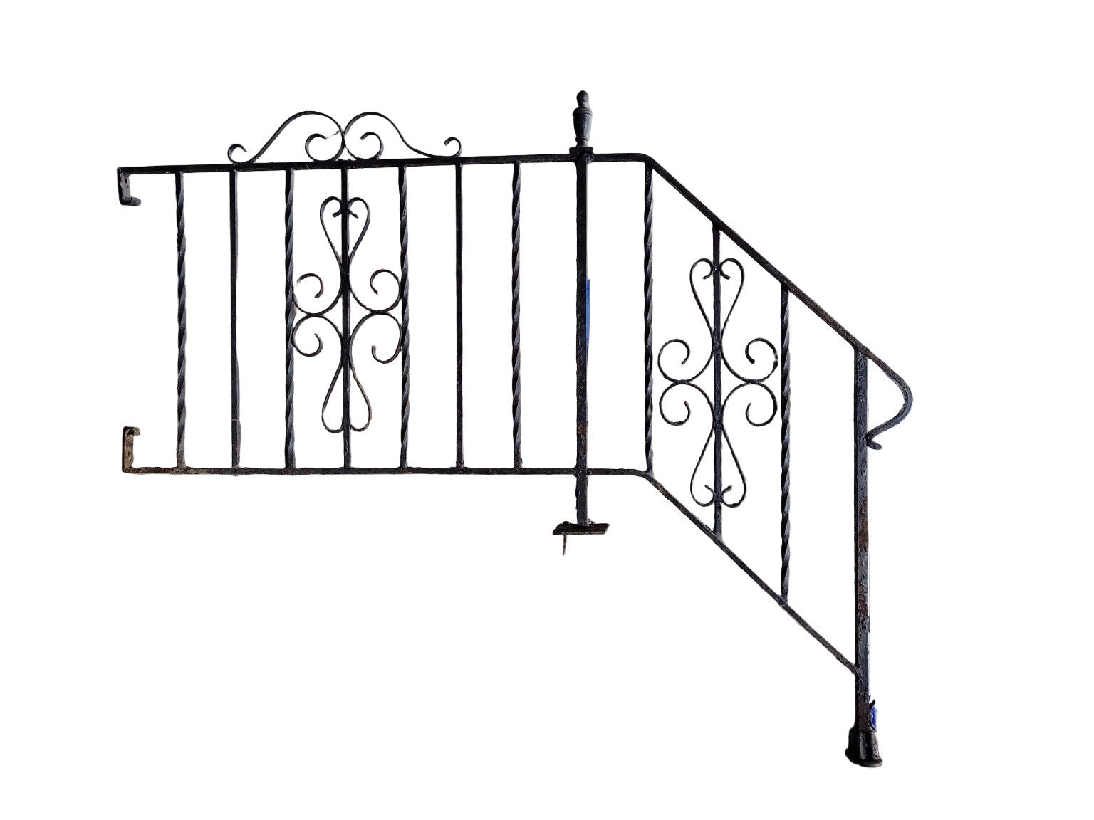 Vintage Wrought Iron Stair Railing with Scrollwork – 60" x 48"