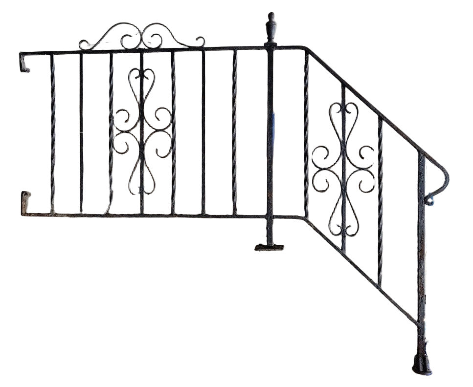 Vintage Wrought Iron Stair Railing with Scrollwork – 60" x 48"