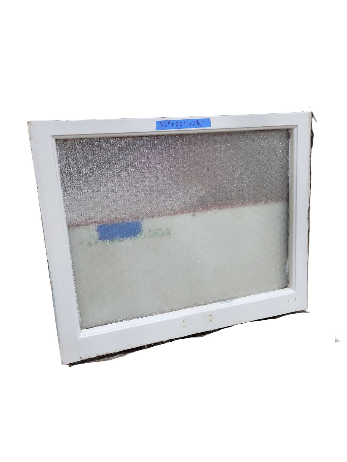 Large Vintage Privacy Glass Window Sash – Swirl Patterned, 32" x 26"