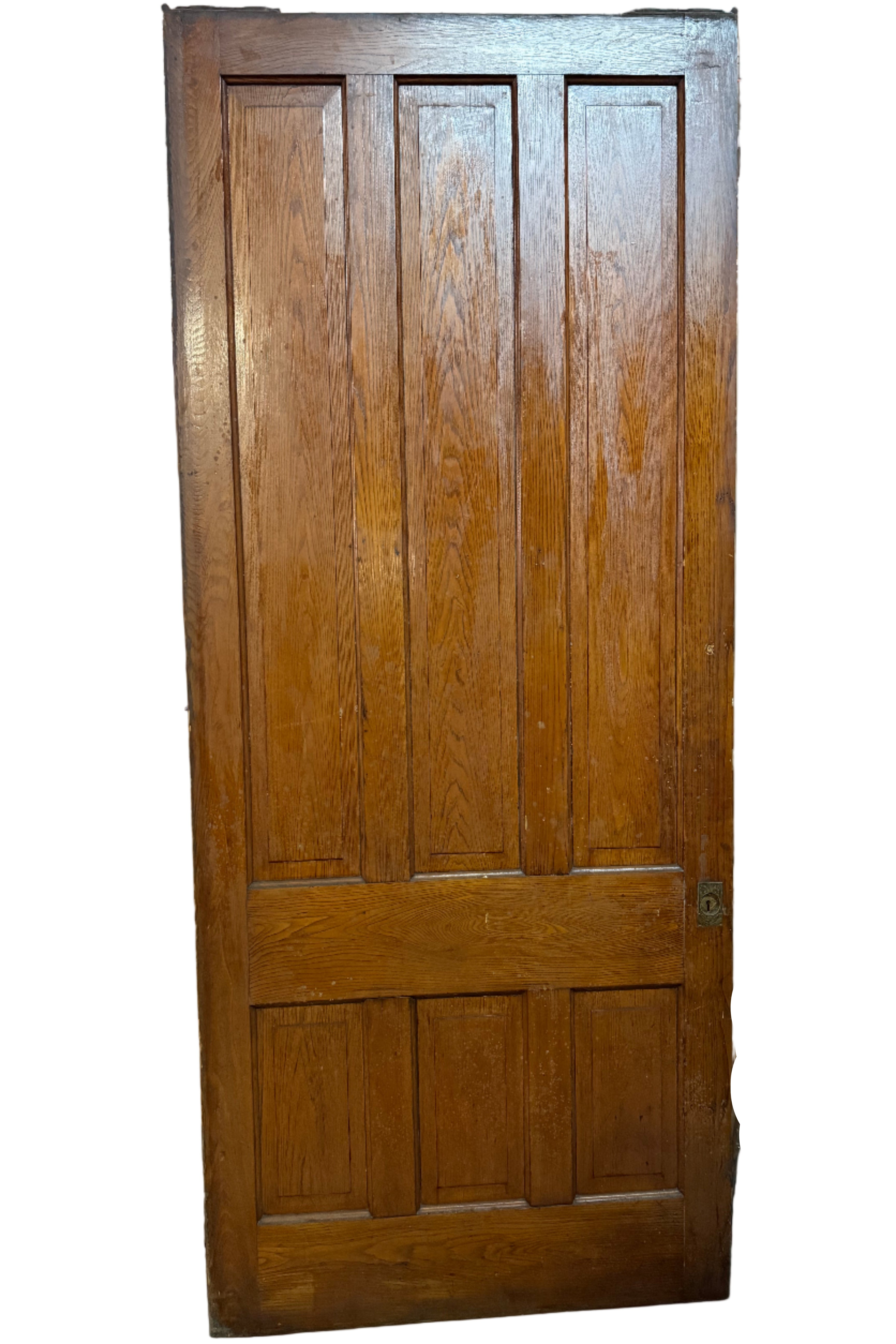 Antique Oversized Six Panel Single Pocket Door with Eastlake Brass Hardware