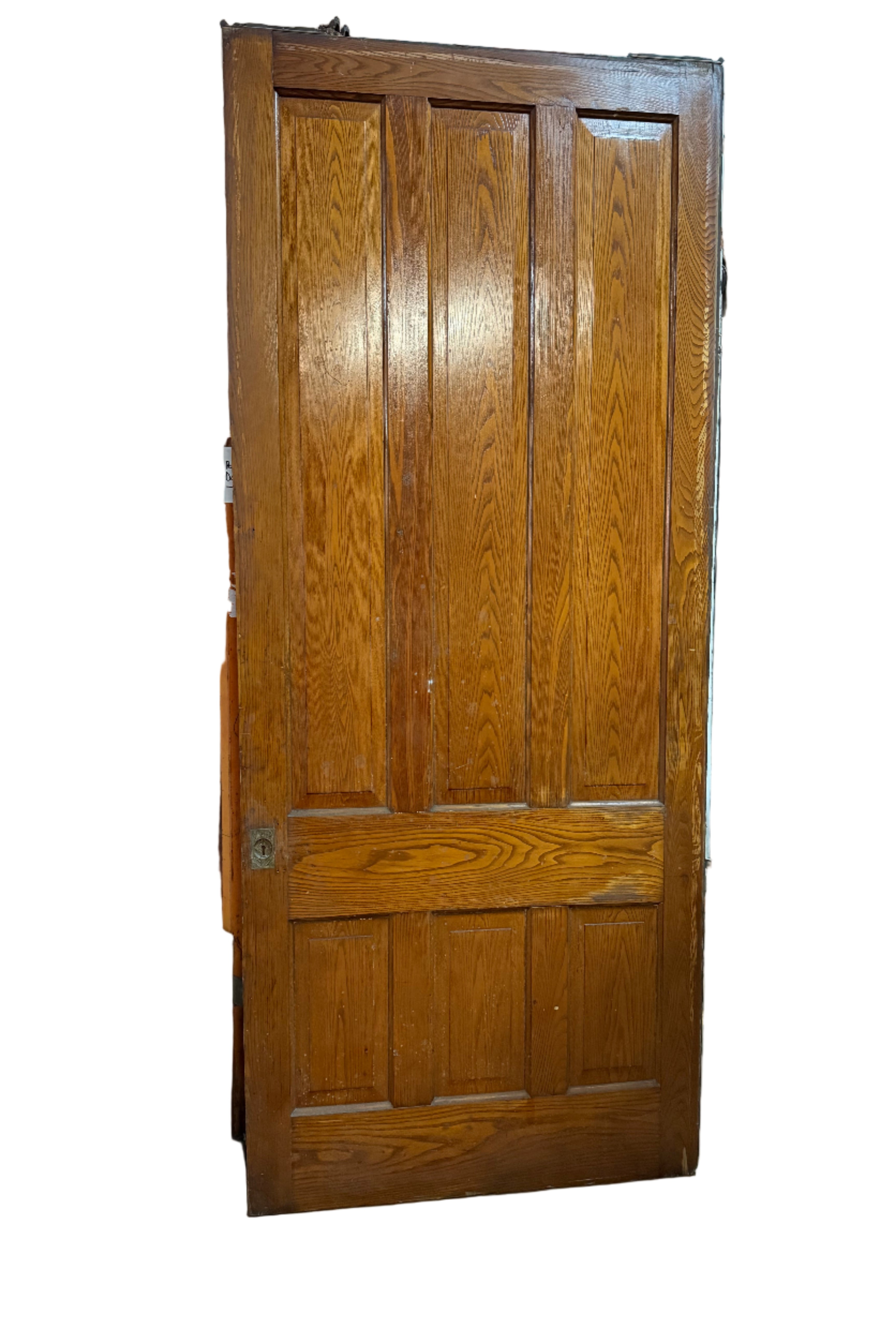 Antique Oversized Six Panel Single Pocket Door with Eastlake Brass Hardware