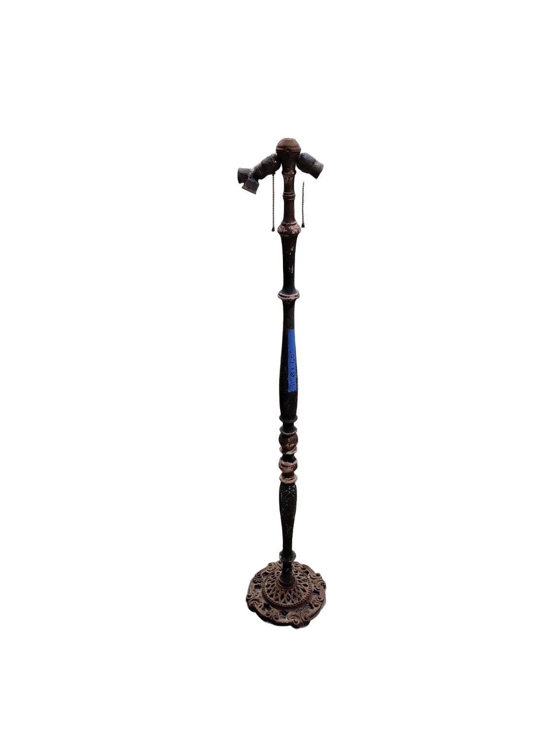 Antique Cast Iron Floor Lamp – Dual Socket with Ornate Base