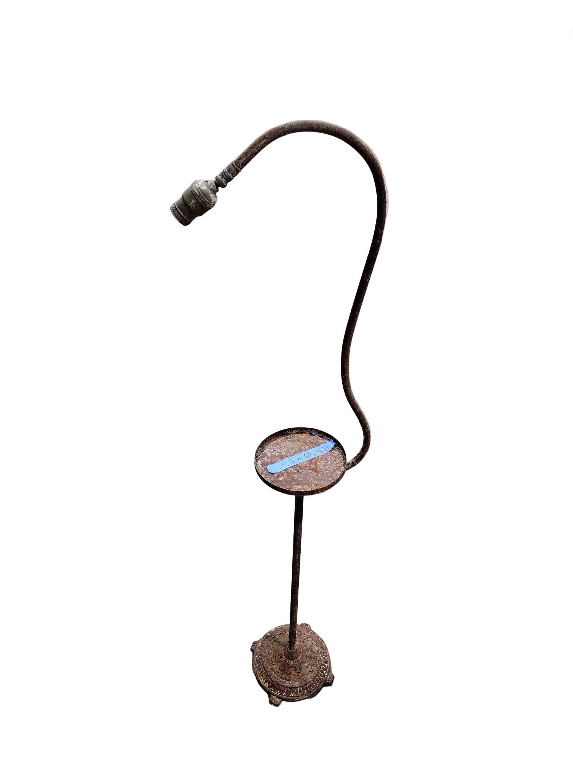 Antique Cast Iron Smoking Stand Floor Lamp – Gooseneck Arm