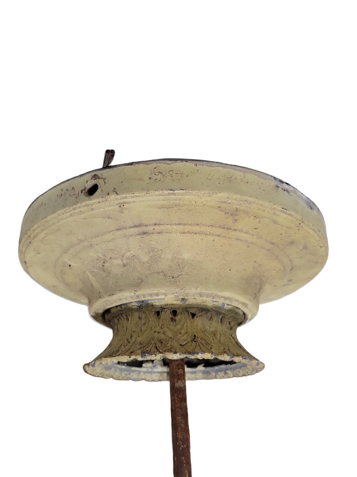 Victorian Cast Iron Light Fixture Down Rod with Ornate Ceiling Canopy – 51" Length