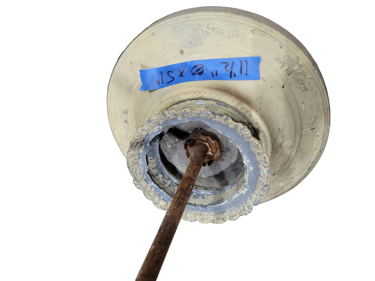 Victorian Cast Iron Light Fixture Down Rod with Ornate Ceiling Canopy – 51" Length