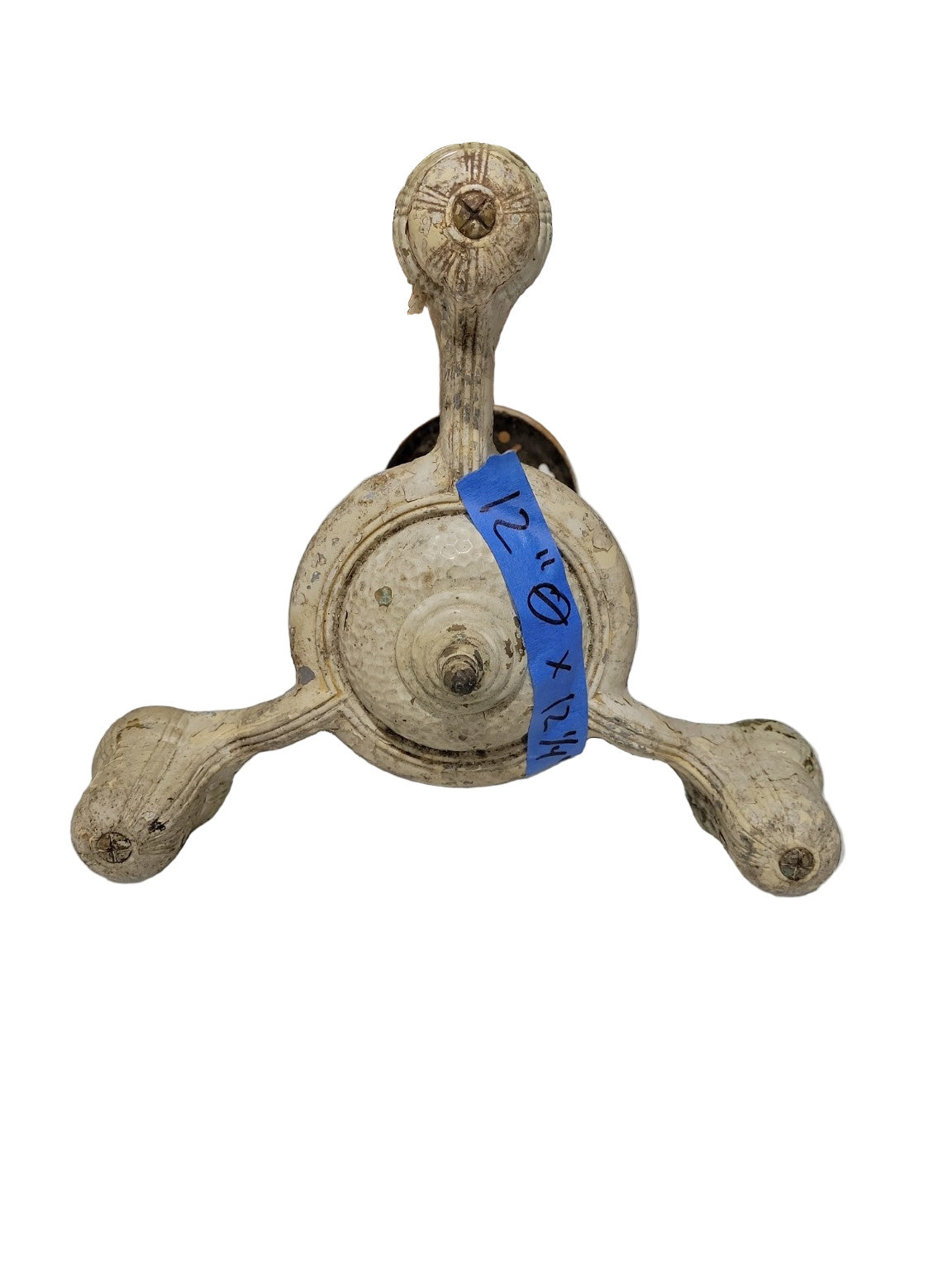 Antique 3-Arm Cast Iron Ceiling Fixture – Ornate Center Column