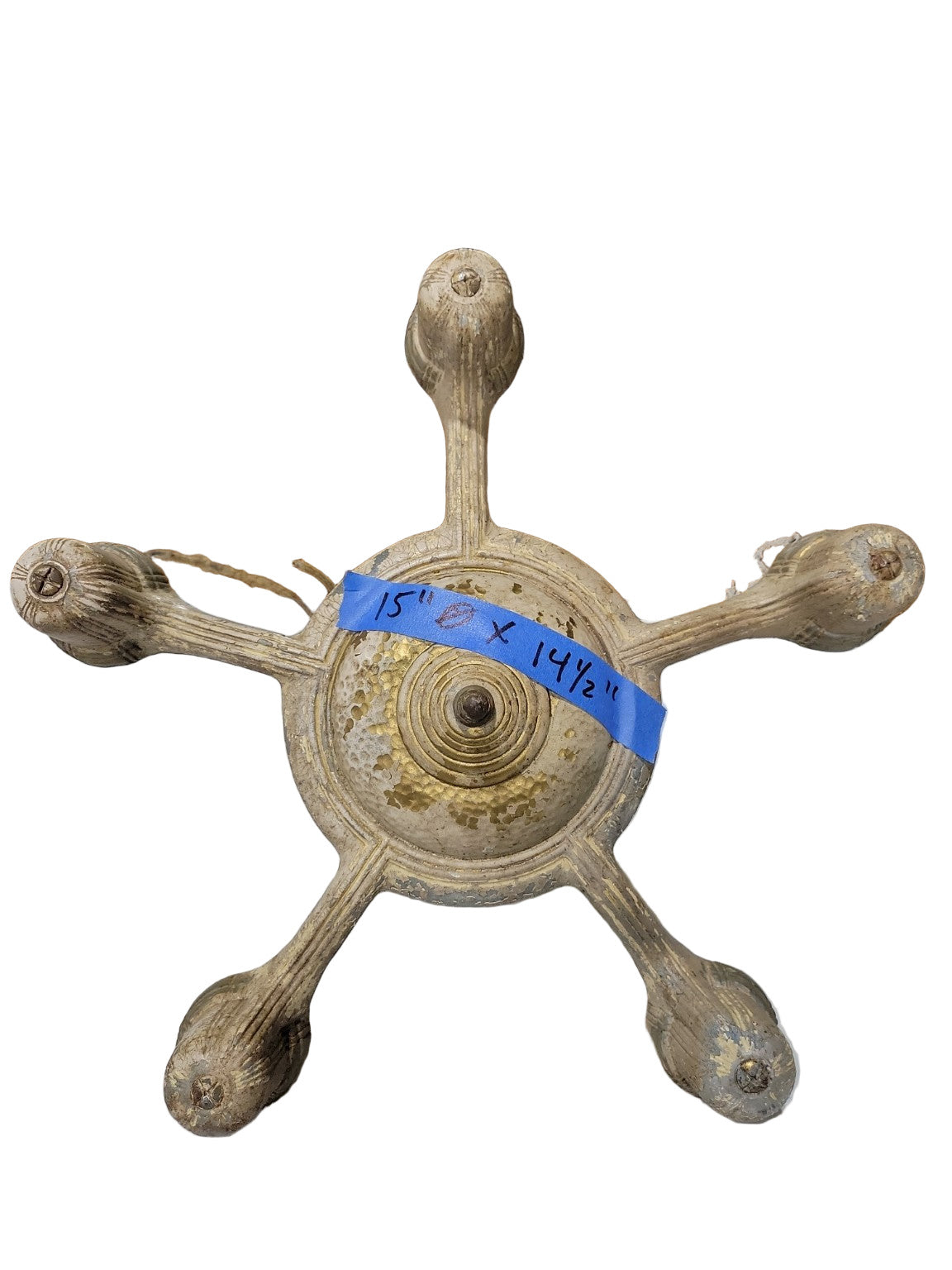 Antique 5-Arm Cast Iron Chandelier Base – Ornate Neoclassical Urn Design