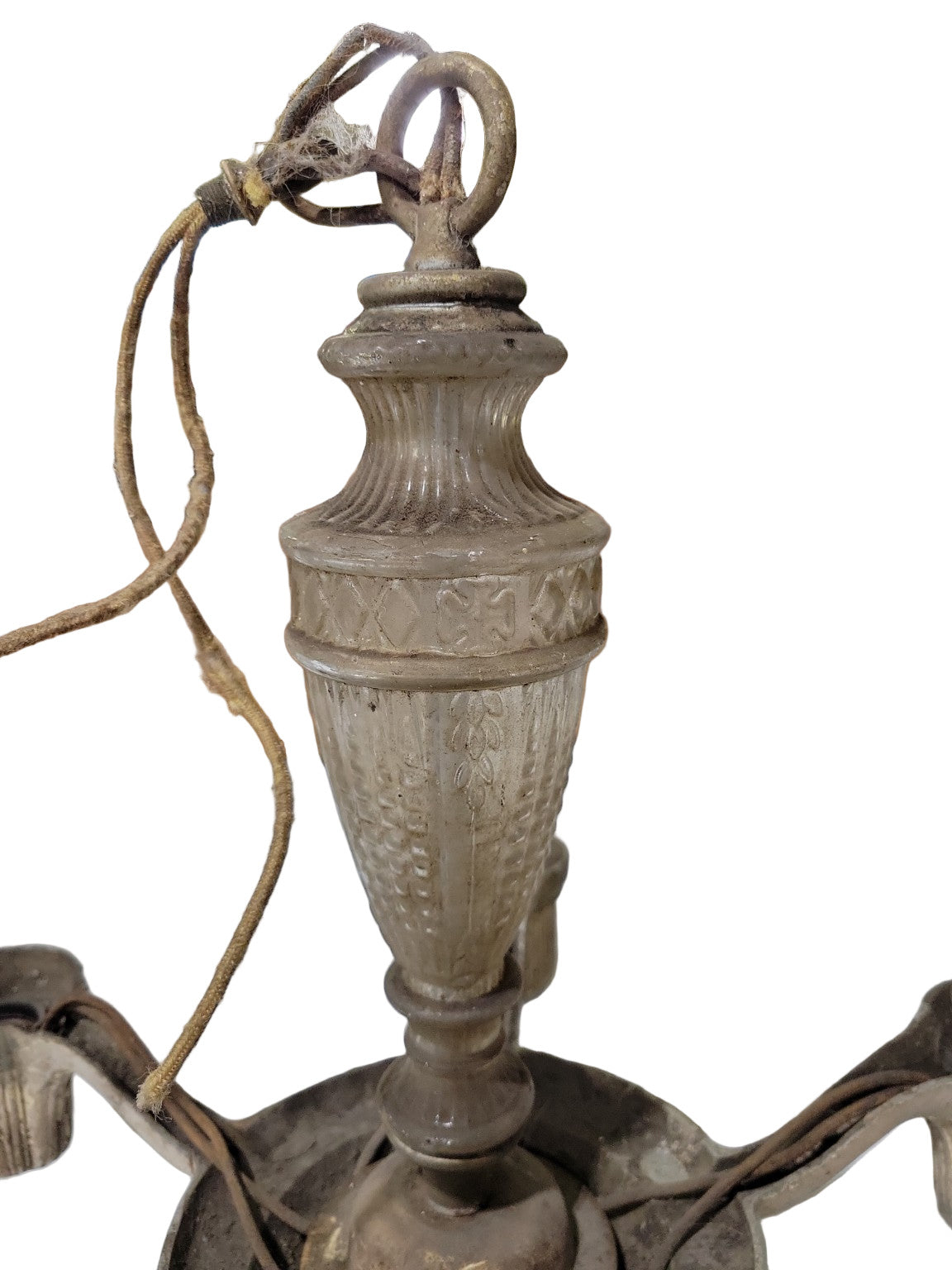 Antique 5-Arm Cast Iron Chandelier Base – Ornate Neoclassical Urn Design