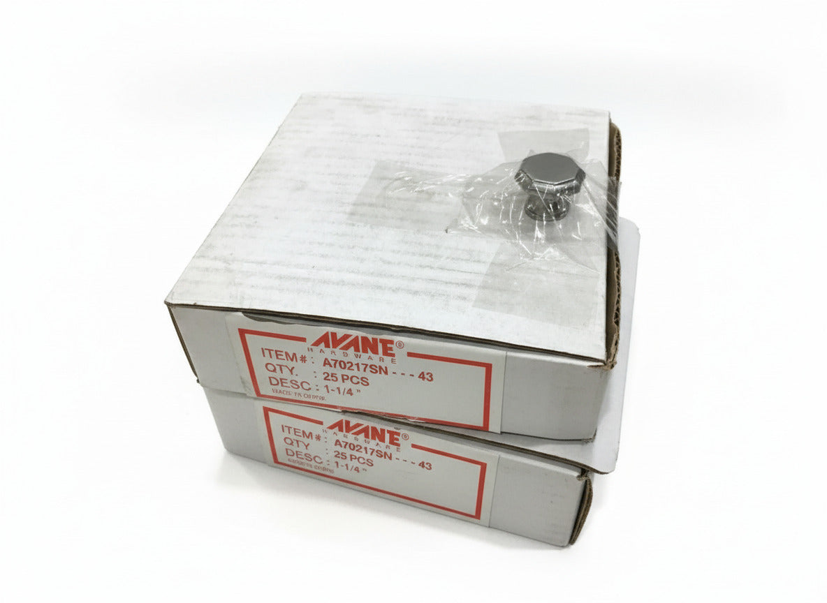 Avante Hex Cabinet Knobs – Satin Nickel Finish – Box of 25