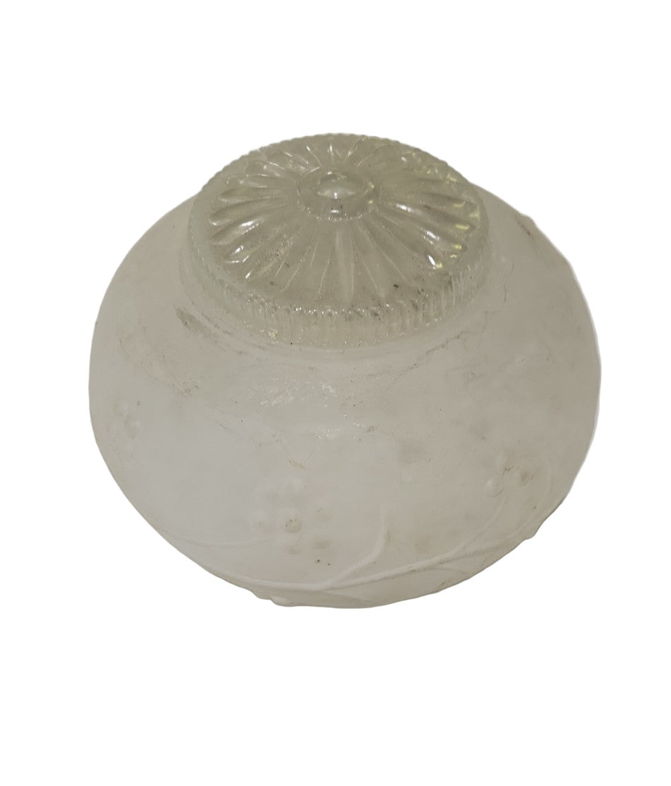 Vintage Frosted Glass Light Shade – Floral Embossed Globe