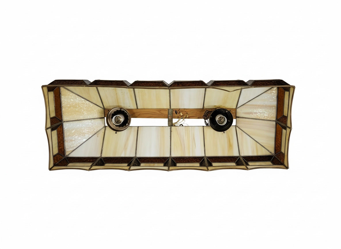 Vintage Stained Glass Pagoda-Style Pool Table Light Fixture
