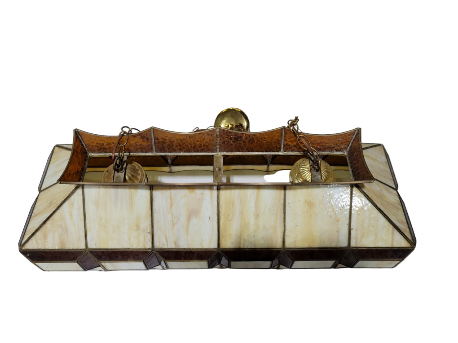 Vintage Stained Glass Pagoda-Style Pool Table Light Fixture