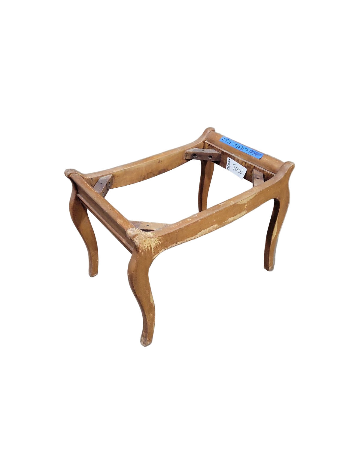 Antique Cabriole-Legged Footstool Frame – Wood Base Only