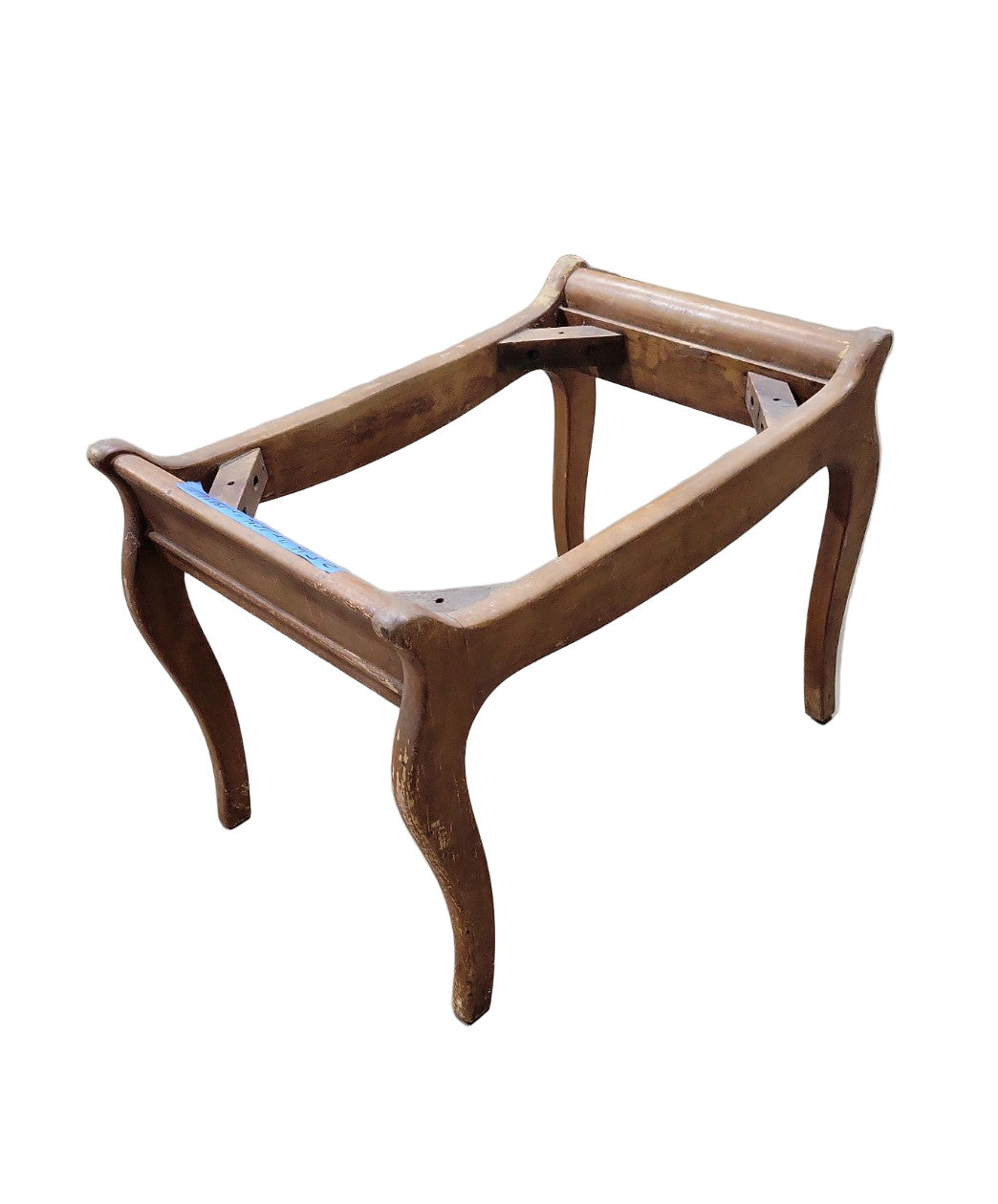 Antique Cabriole-Legged Footstool Frame – Wood Base Only