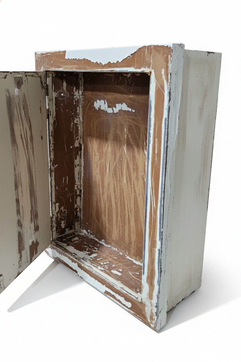 Vintage Wall-Mount Medicine Cabinet with Mirror Door – Paint Chipped