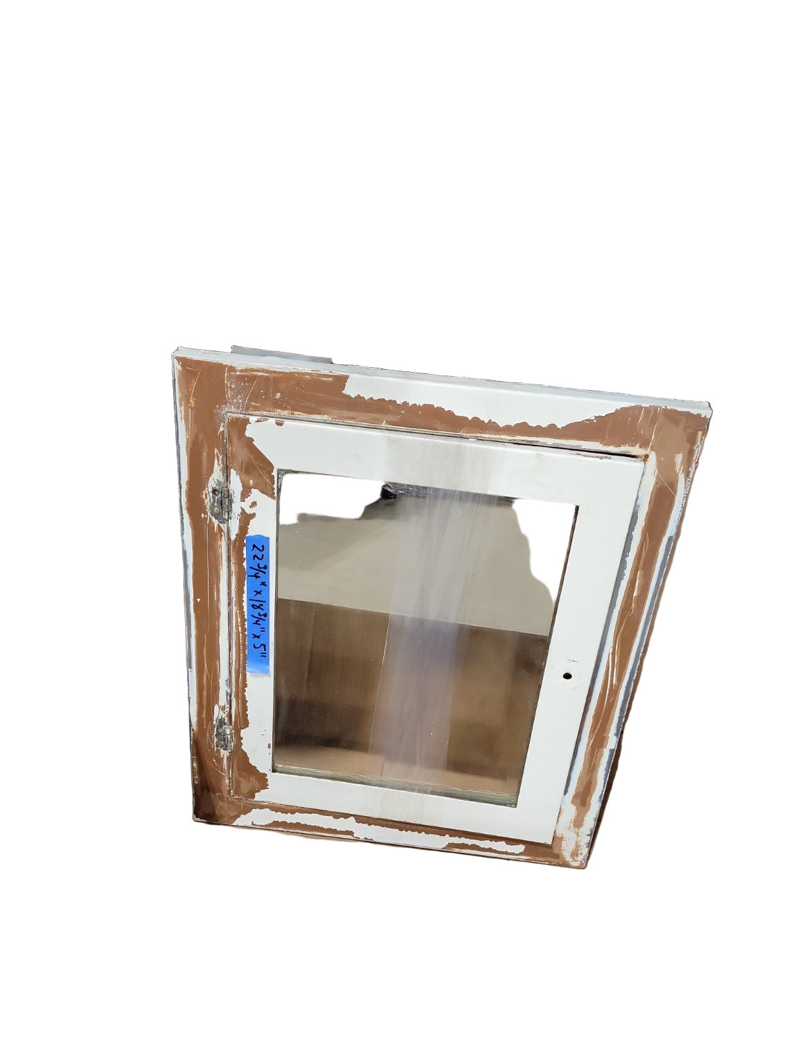 Vintage Wall-Mount Medicine Cabinet with Mirror Door – Paint Chipped
