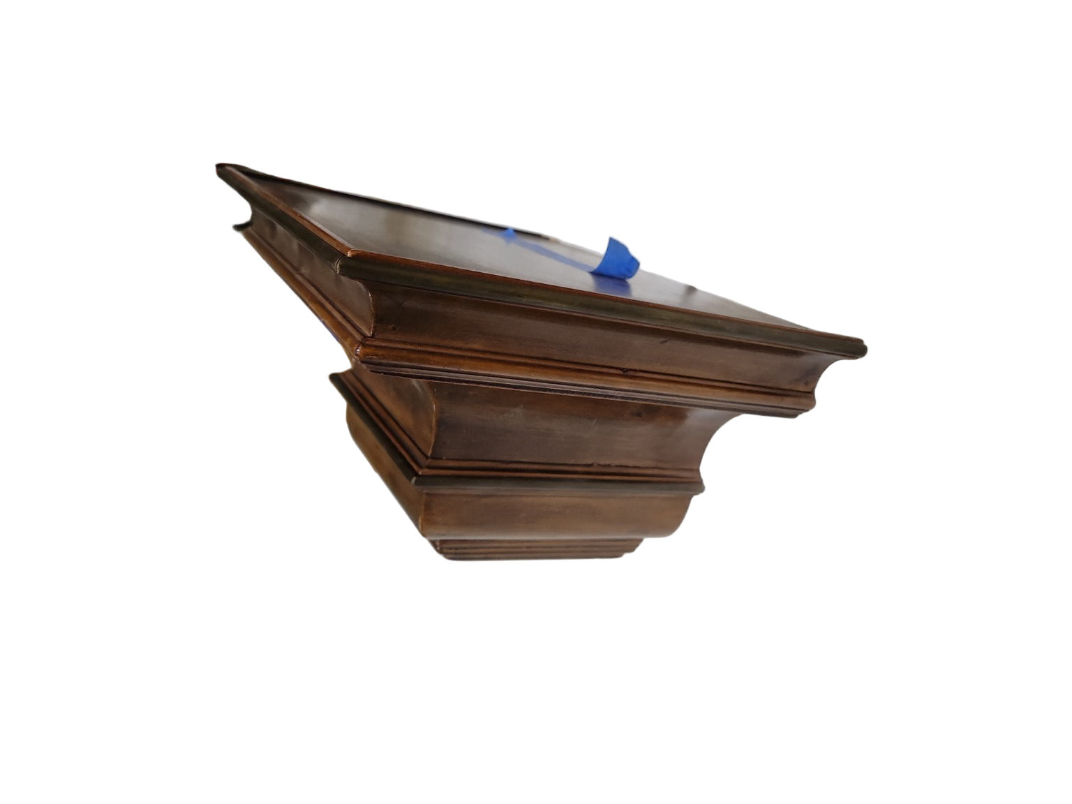 Vintage Wall-Mount Mahogany Display Shelf – Deep Profile