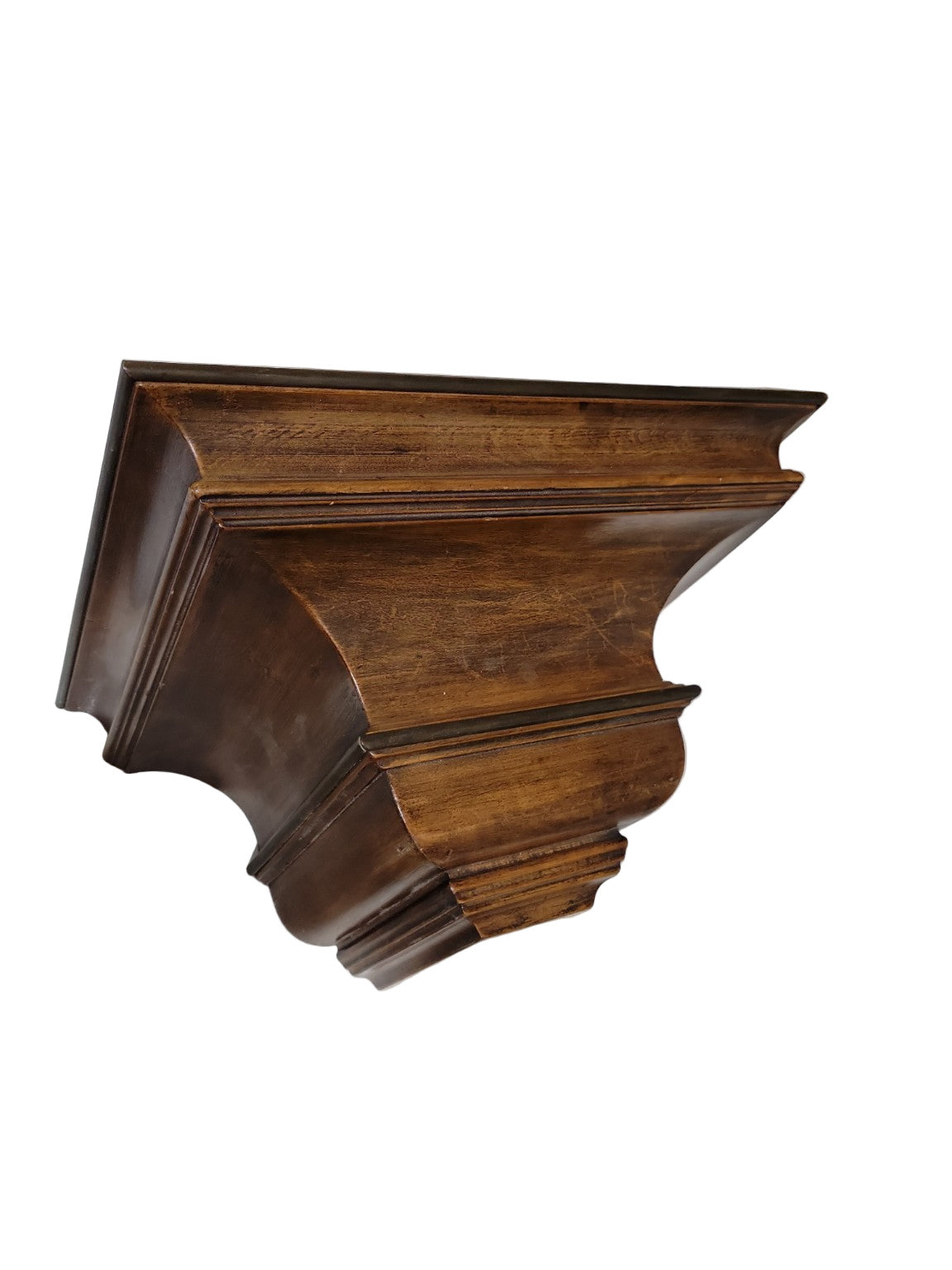 Vintage Wall-Mount Mahogany Display Shelf – Deep Profile