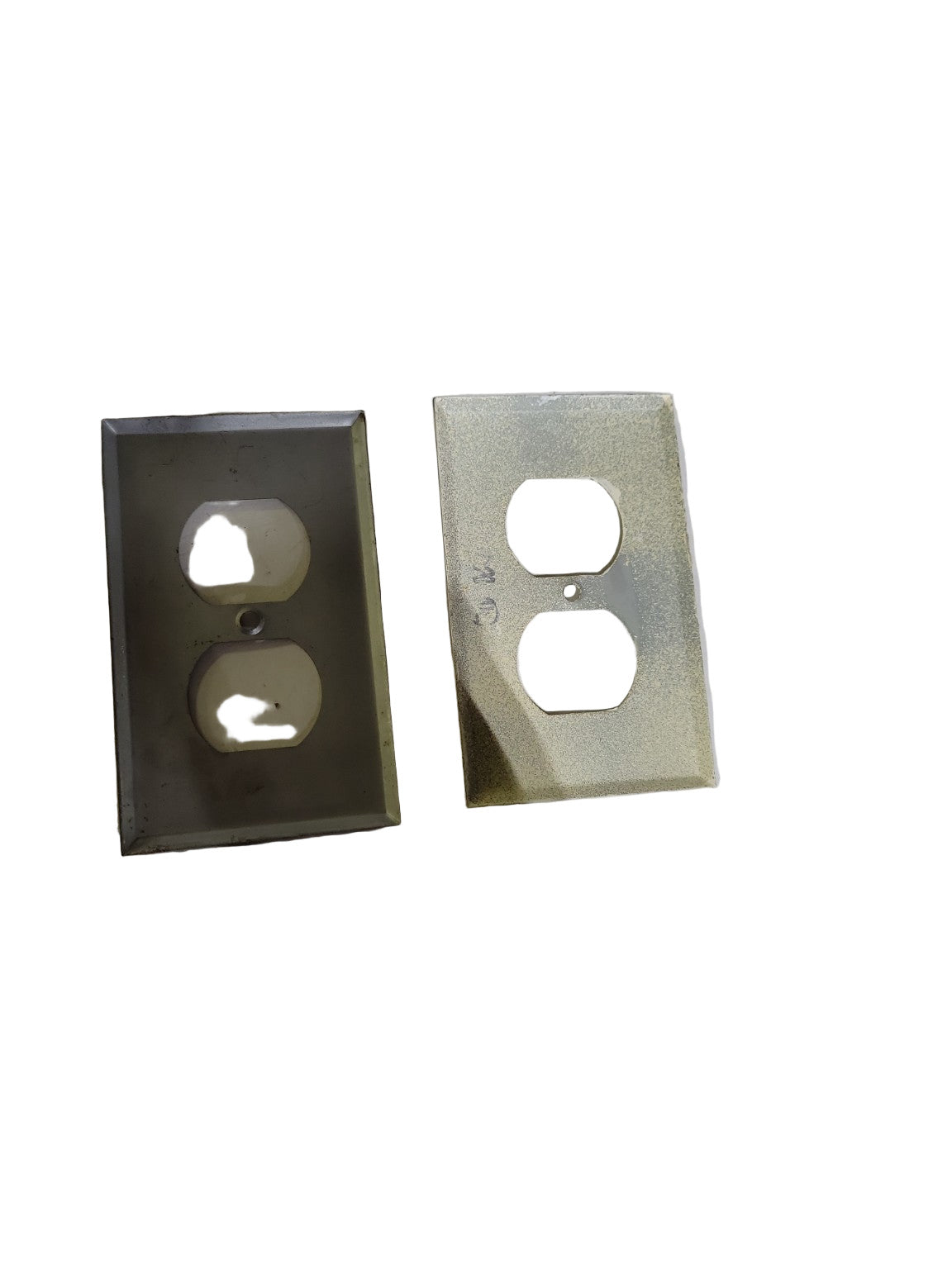 Pair of Vintage Duplex Outlet Covers – Metal and Painted Steel