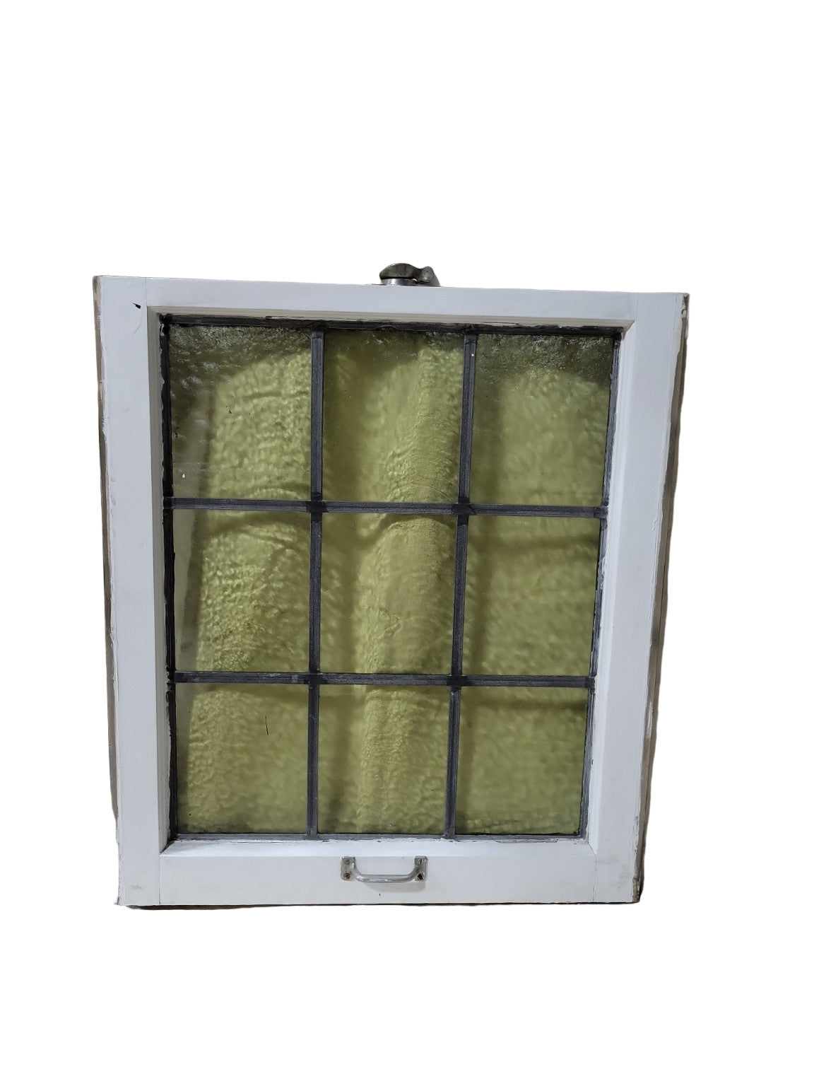 Antique Leaded Glass Window Sash – Textured Amber Glass with Pulls