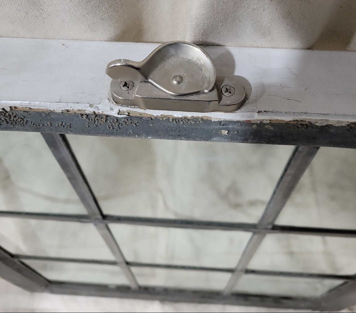 Antique Leaded Glass Window Sash – Clear Glass with Nickel Latch