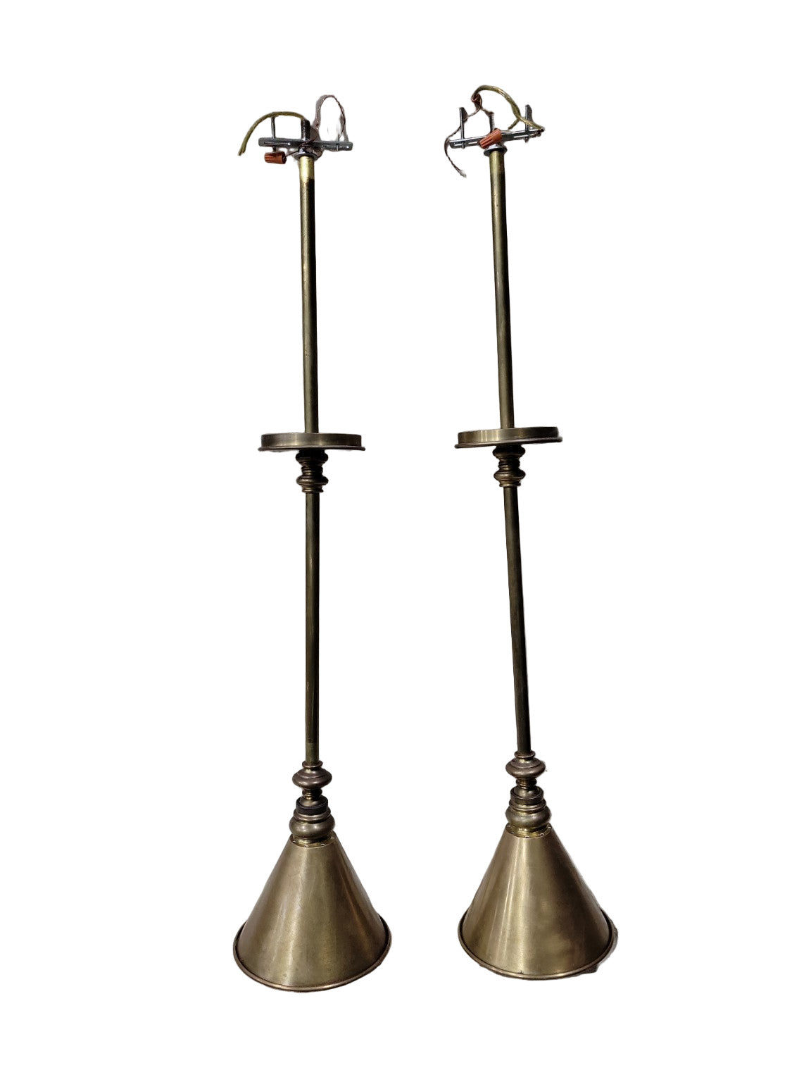 Pair of Visual Comfort & Co. LB10440 Brass Cone Pendant Light Fixtures