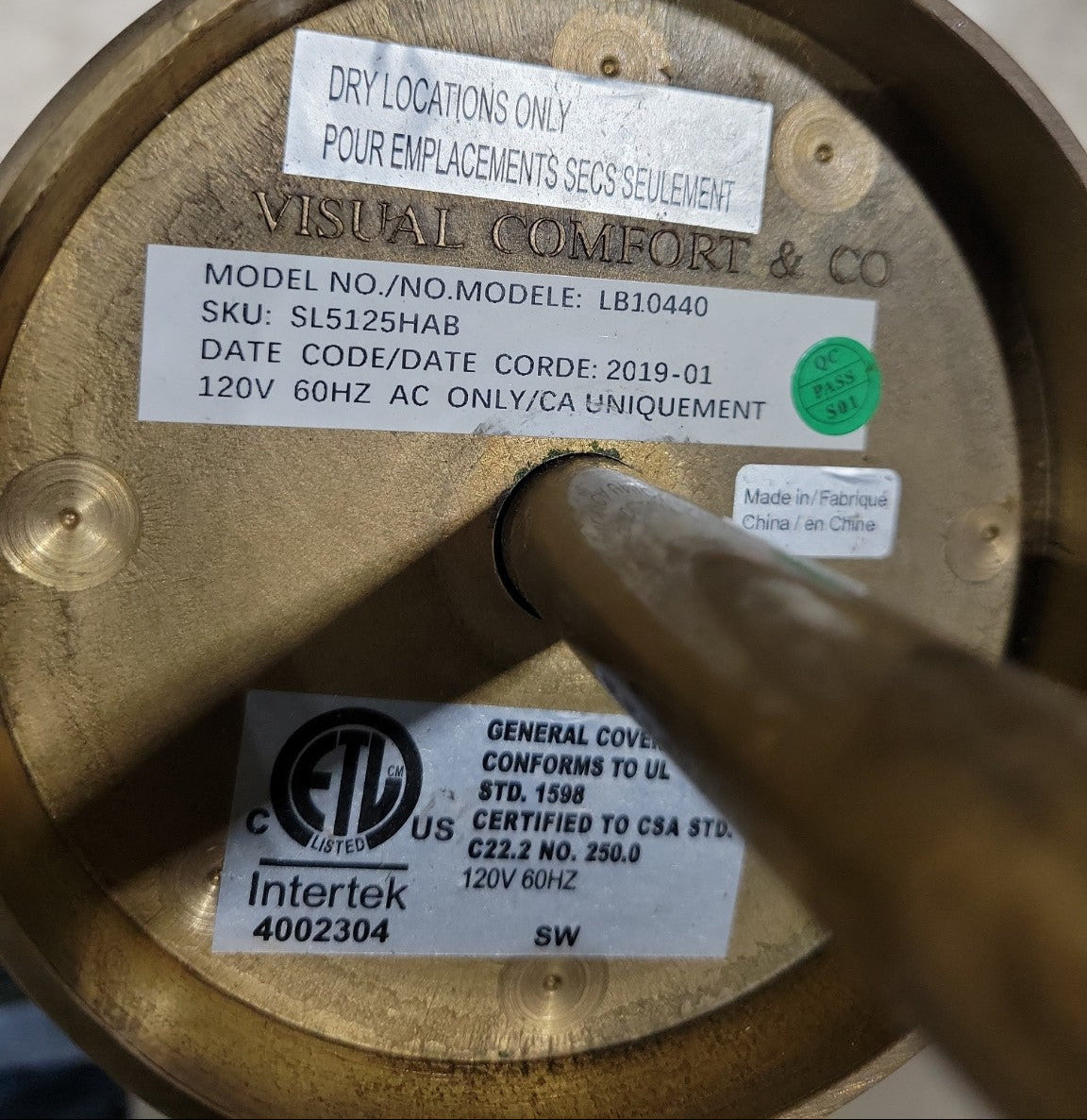 Pair of Visual Comfort & Co. LB10440 Brass Cone Pendant Light Fixtures