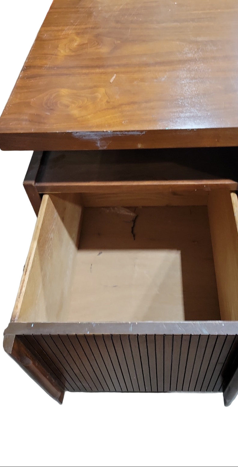 Mid-Century Modern Walnut Floating Desk – Hooker “Mainline” Collection