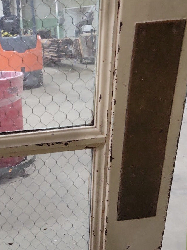 Vintage 6-Lite Industrial Wire Glass Door w/ Barn Door Hardware – 30" x 84"