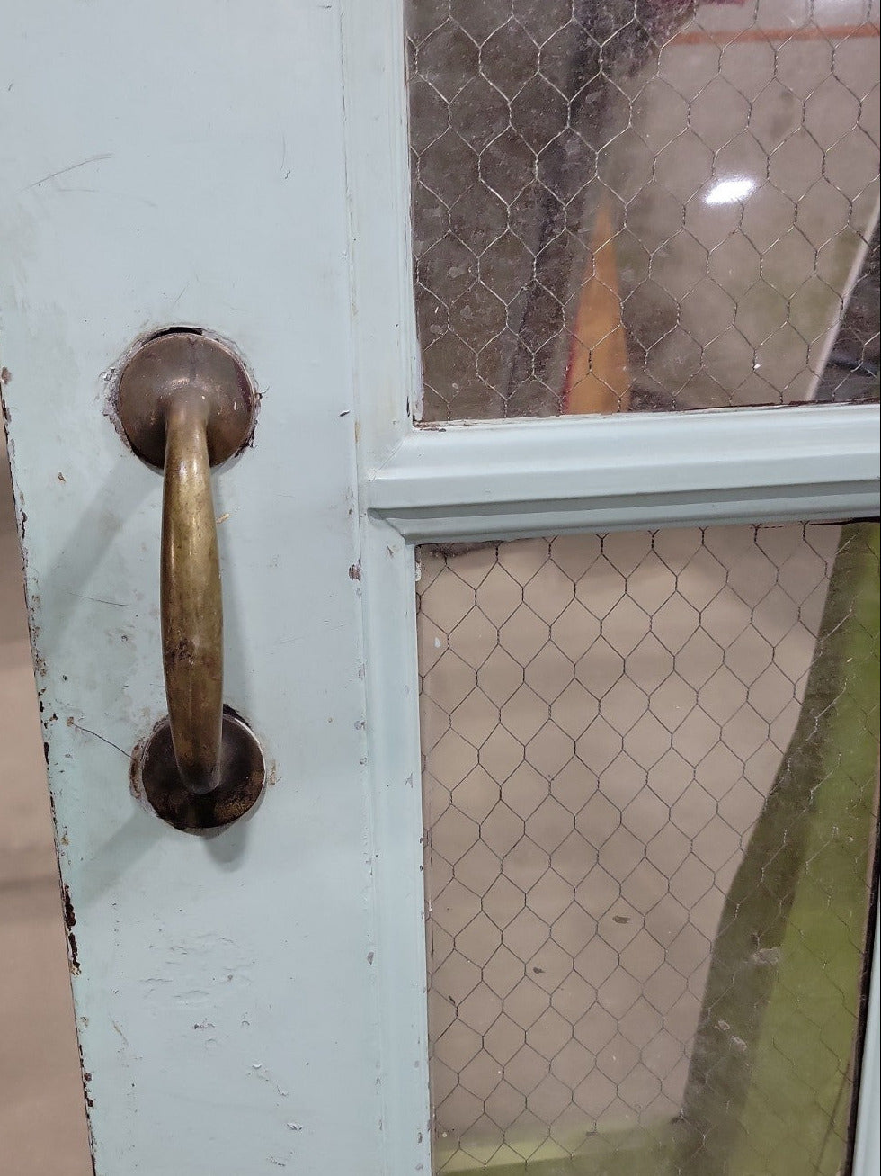 Vintage 6-Lite Industrial Wire Glass Door w/ Barn Door Hardware – 30" x 84"