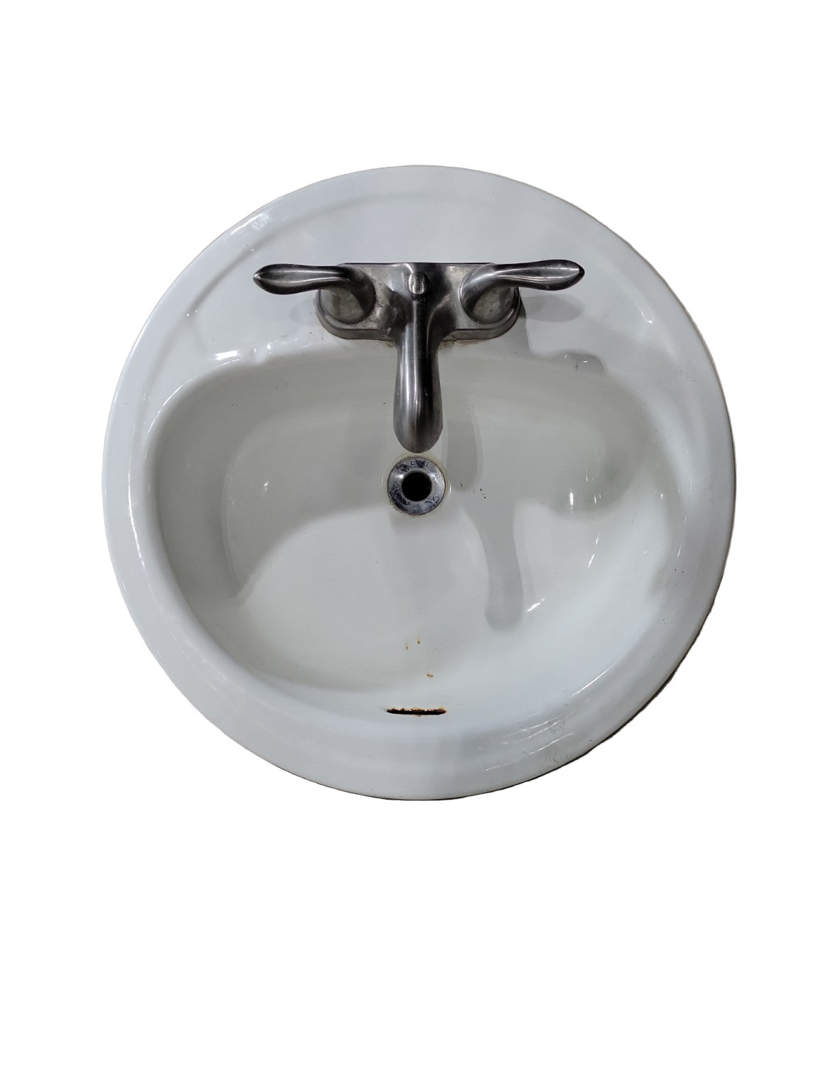 White Oval Drop-In Bathroom Sink with Faucet – 19 1/8" x 18"