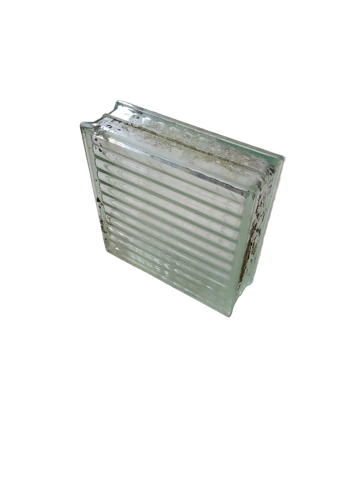 Vintage Textured Glass Block – 11 ¾" Square