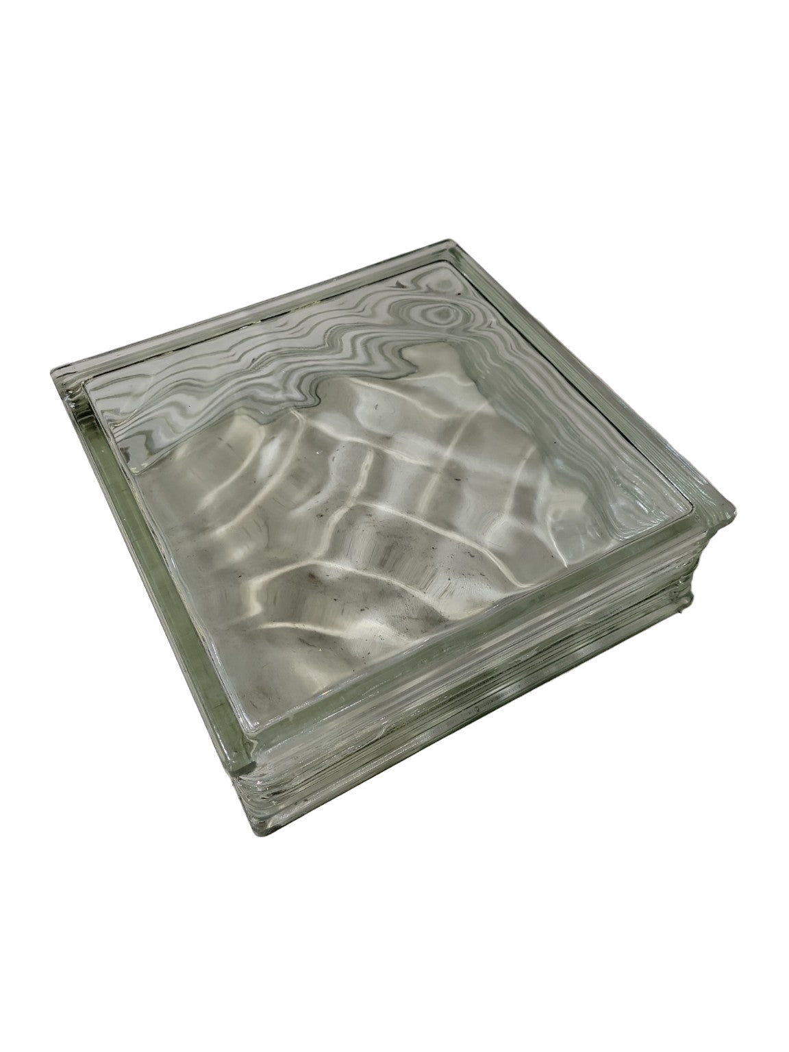 Vintage Wavy Glass Block – 11 ¾" Square
