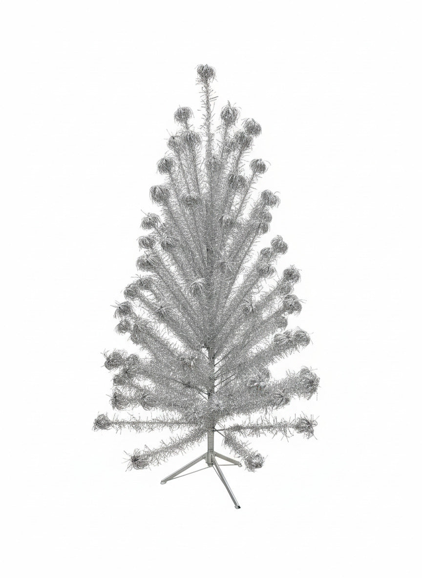 Vintage Aluminum Pom-Pom Christmas Tree – 5'6" H