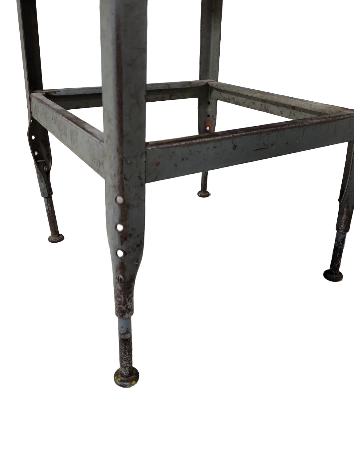 Vintage Industrial Metal and Wood Shop Chair – Adjustable Height Legs
