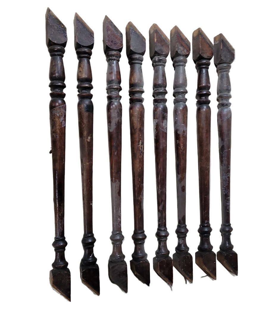 Set of 8 Turned Wood Balusters – Salvaged Decorative Spindles