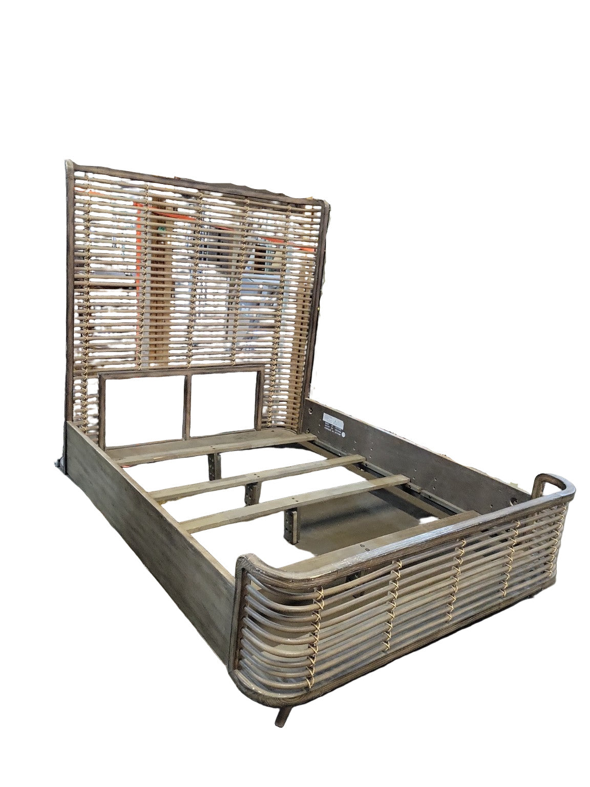 Hooker Furniture Rattan and Wood Queen Bed Frame – Coastal Modern Design