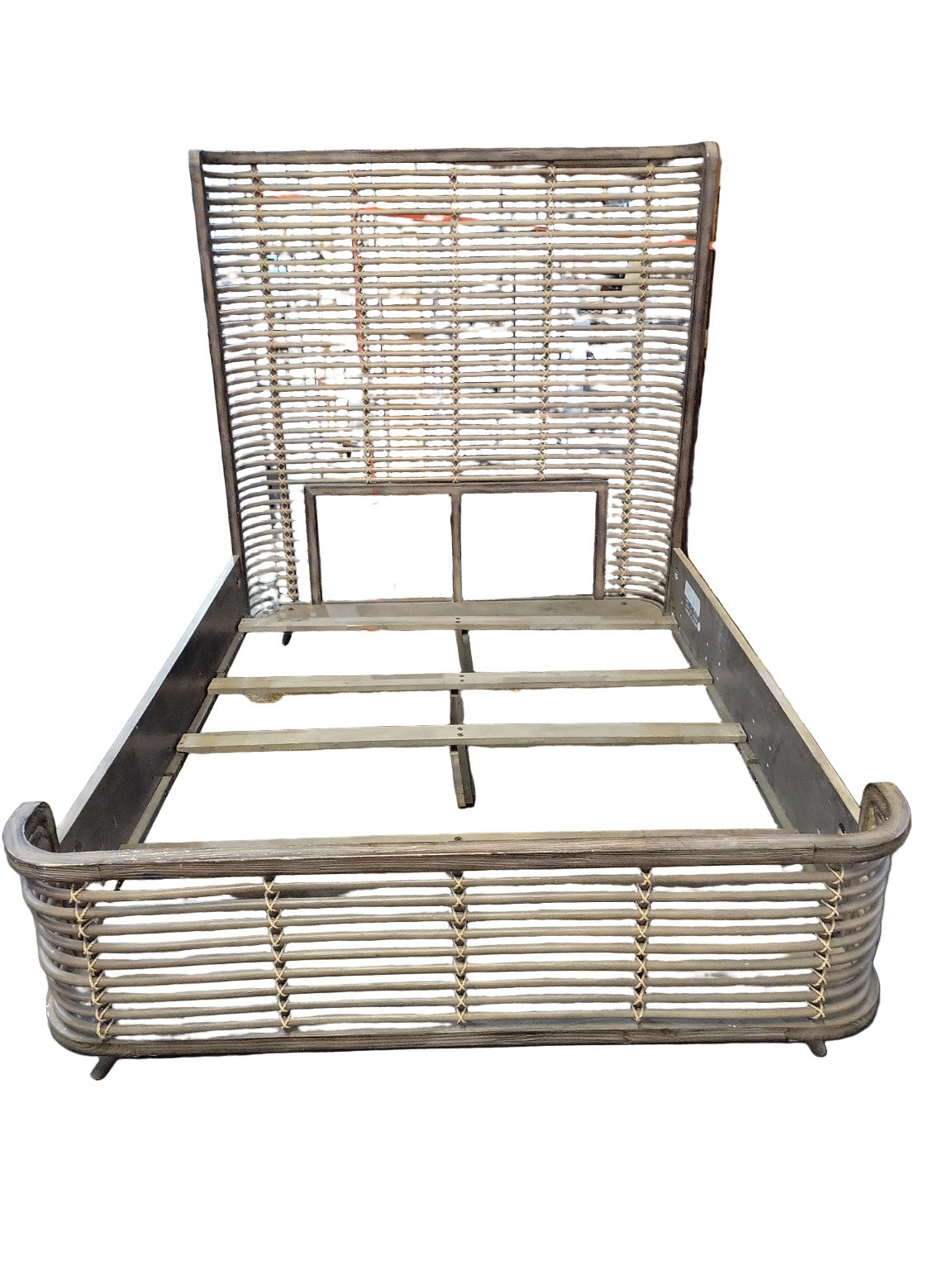 Hooker Furniture Rattan and Wood Queen Bed Frame – Coastal Modern Design