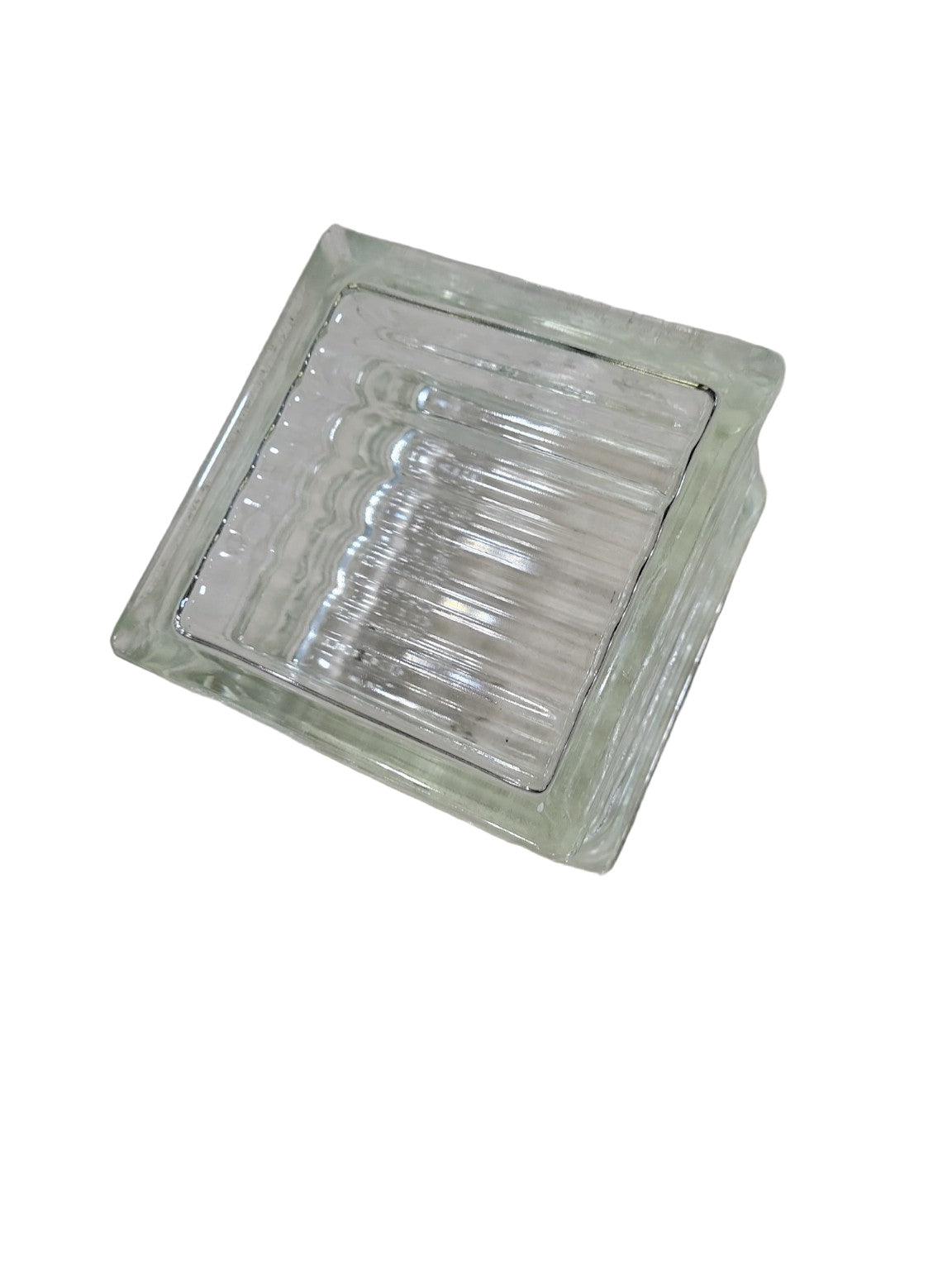 Vintage Ribbed Glass Block – 5 ¾" Square