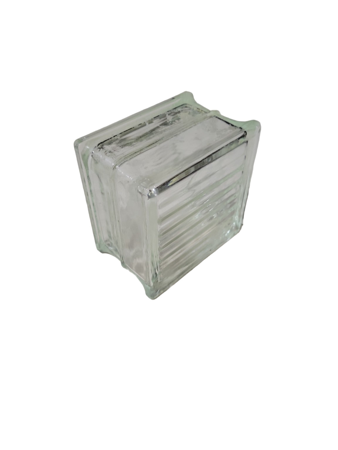 Vintage Ribbed Glass Block – 5 ¾" Square