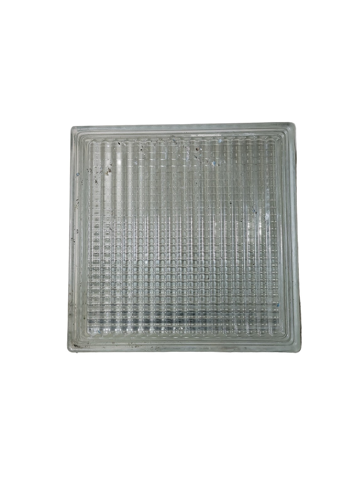 Vintage Grid-Pattern Glass Block – 7 ¾" Square