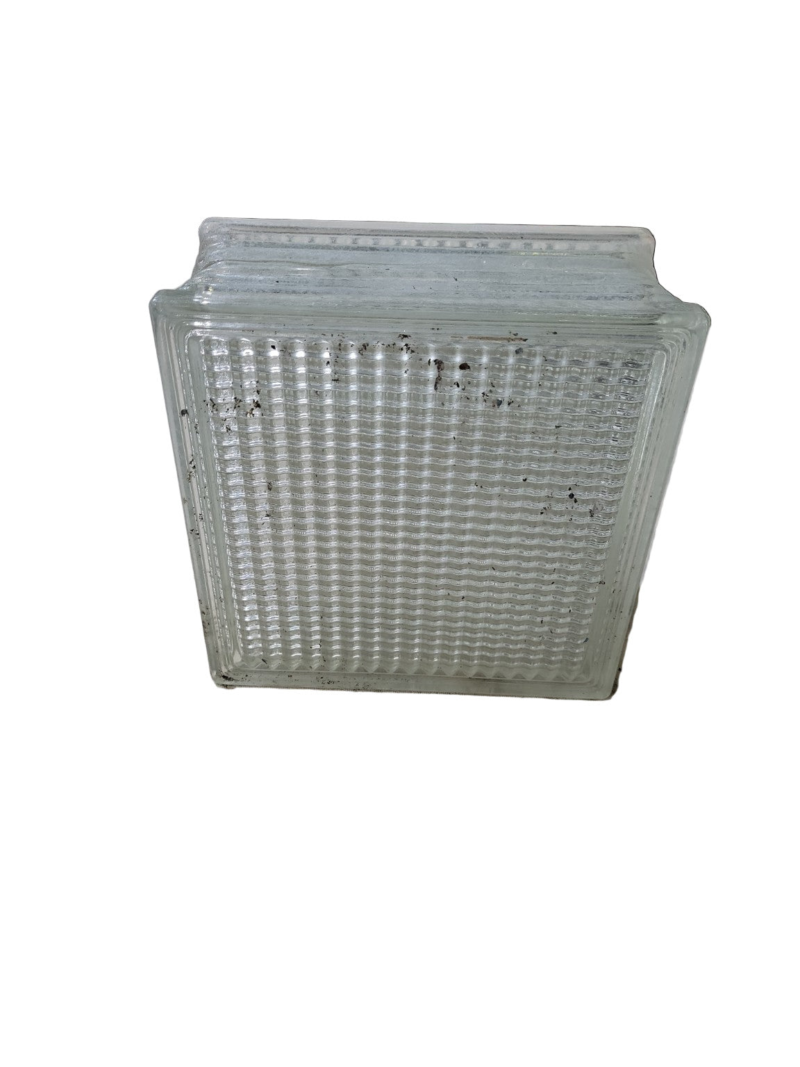 Vintage Grid-Pattern Glass Block – 7 ¾" Square