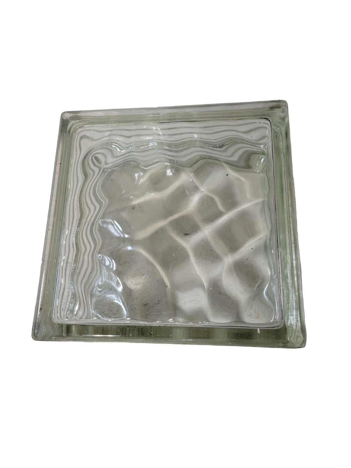 Vintage Wavy Glass Block – 7 ¾" Square