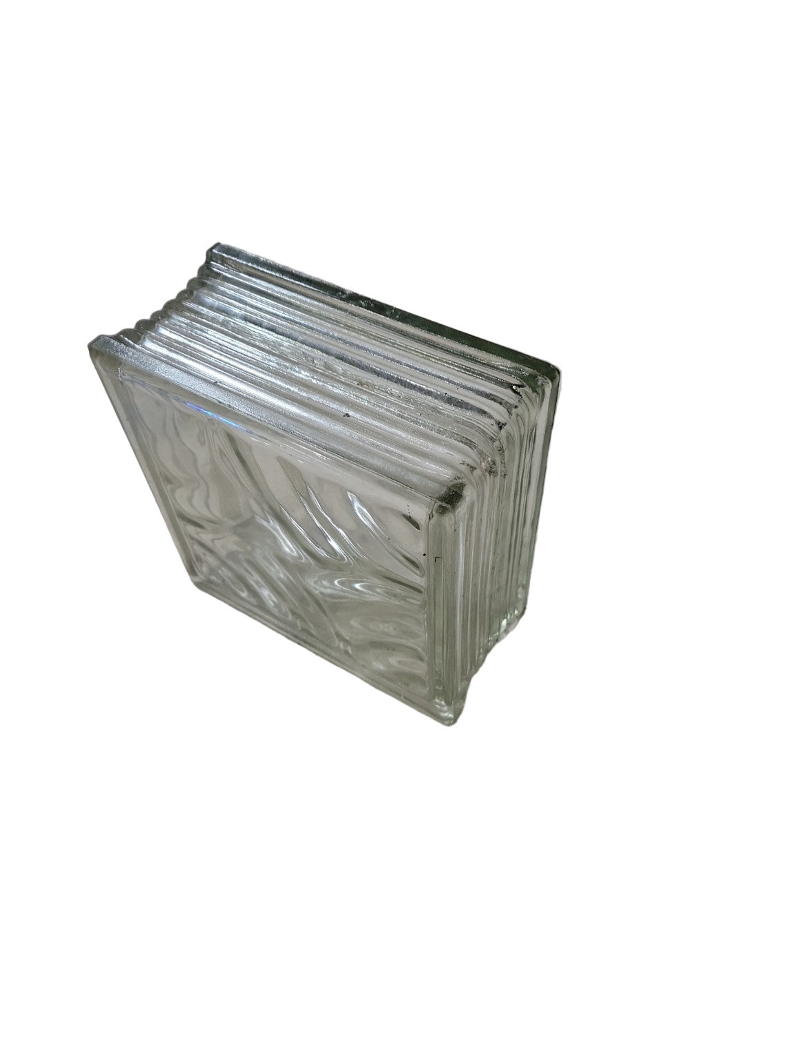 Vintage Wavy Glass Block – 7 ¾" Square