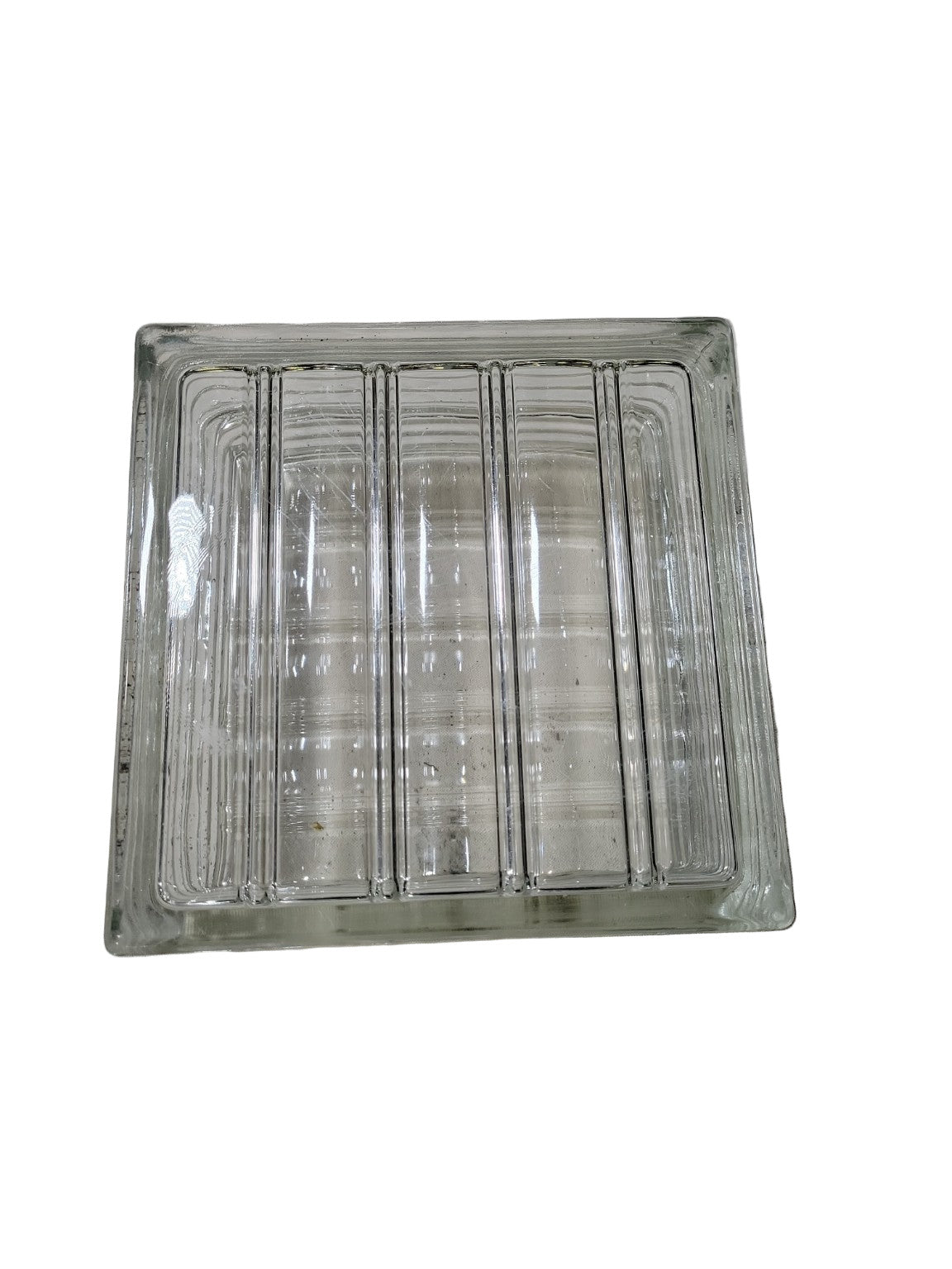 Vintage Multi-Line Ribbed Glass Block – 7 ¾" Square