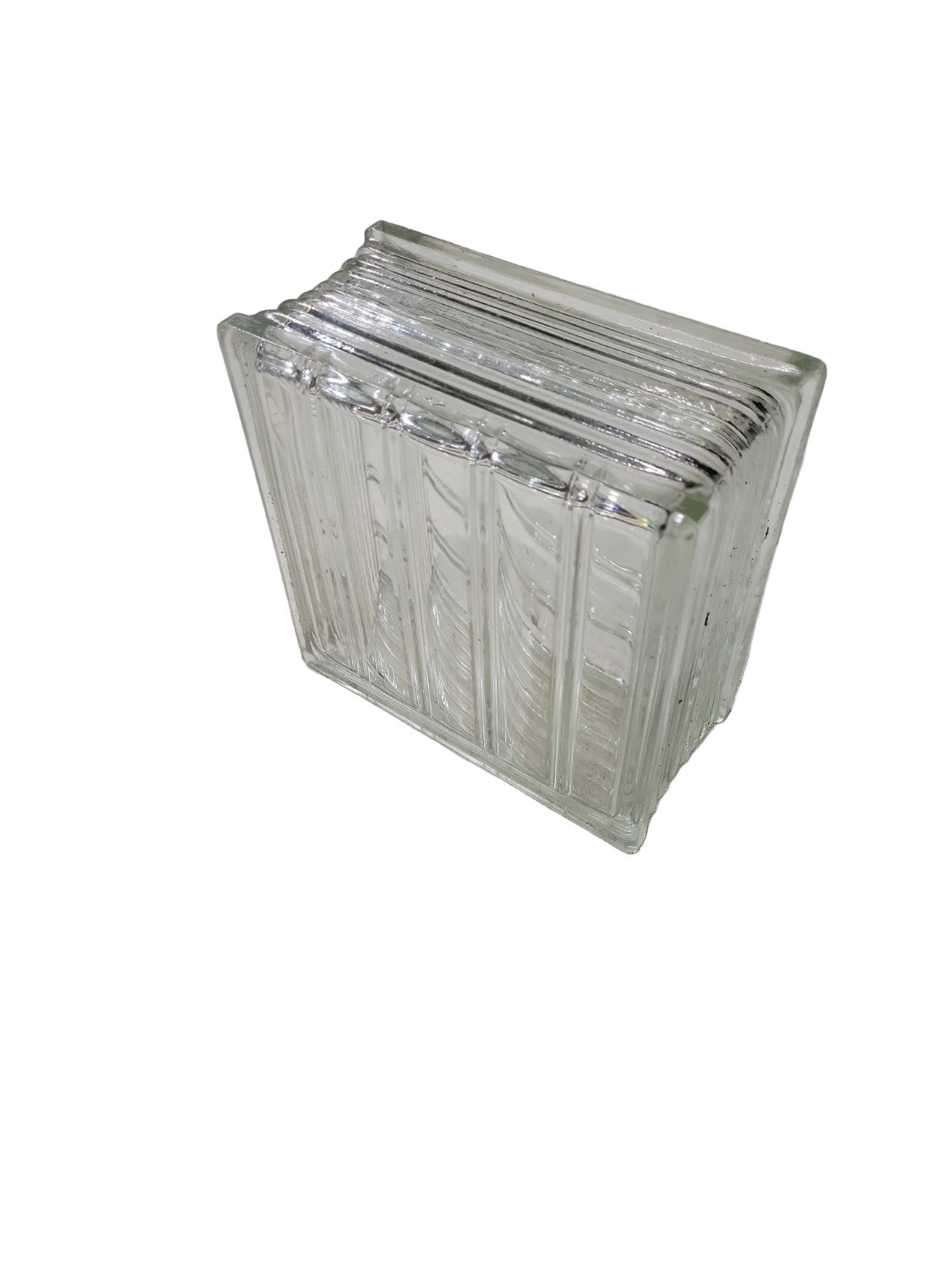 Vintage Multi-Line Ribbed Glass Block – 7 ¾" Square