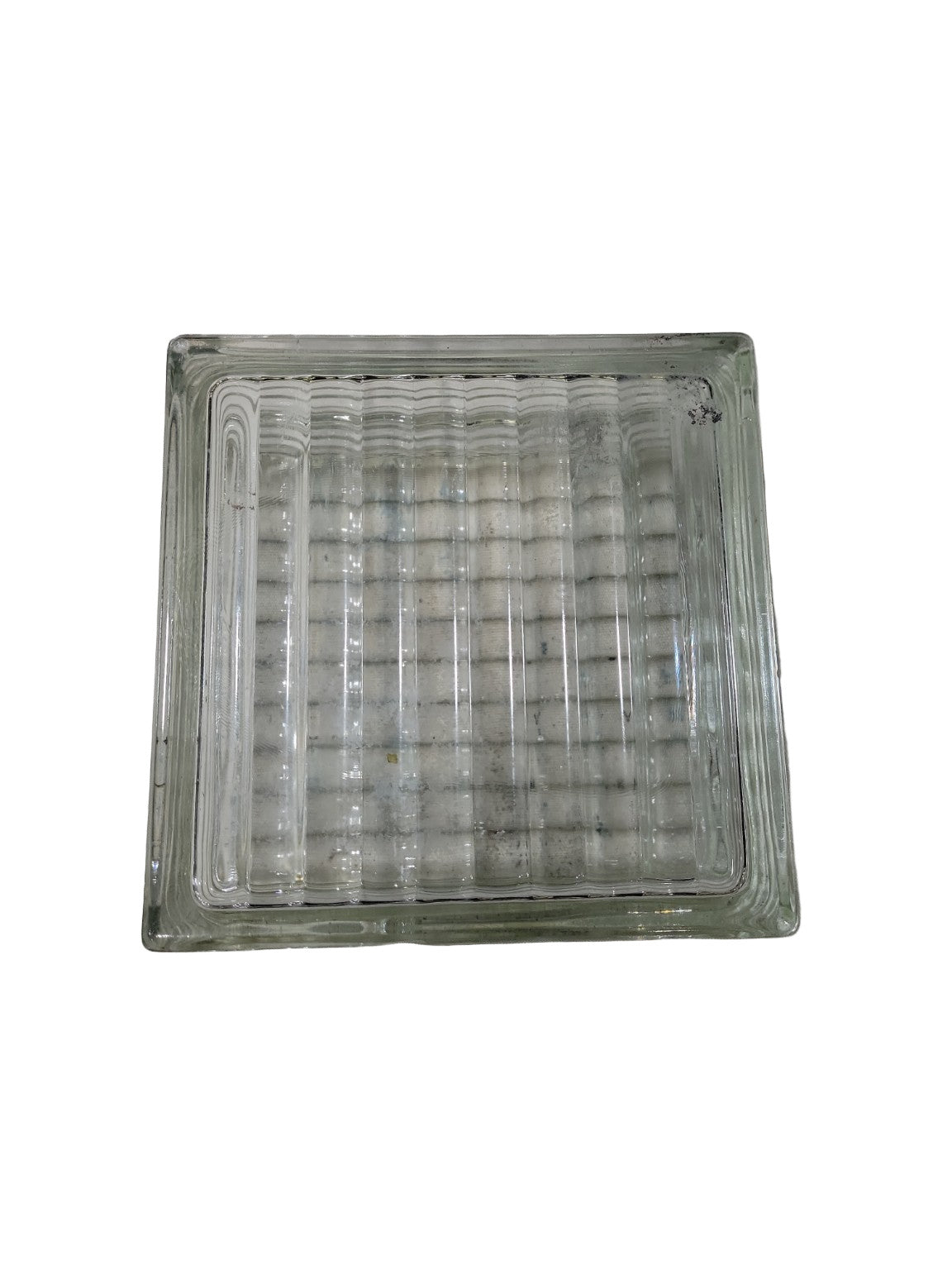 Vintage Ribbed Glass Block – 7 ¾" Square