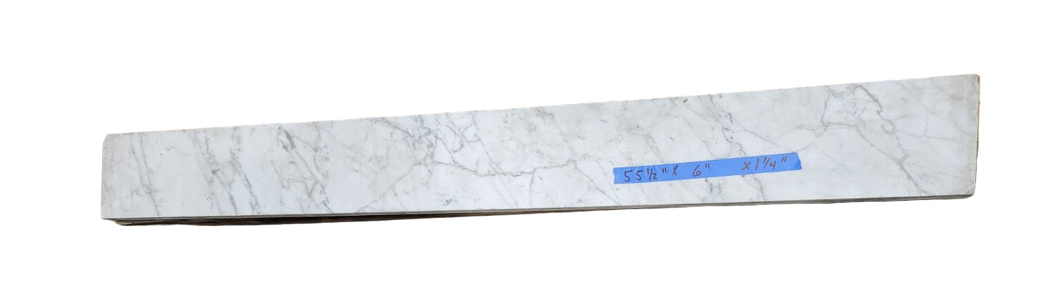 Carrara Bianco Marble Shelf Slab – 55 ½" x 6" x 1 ¼"