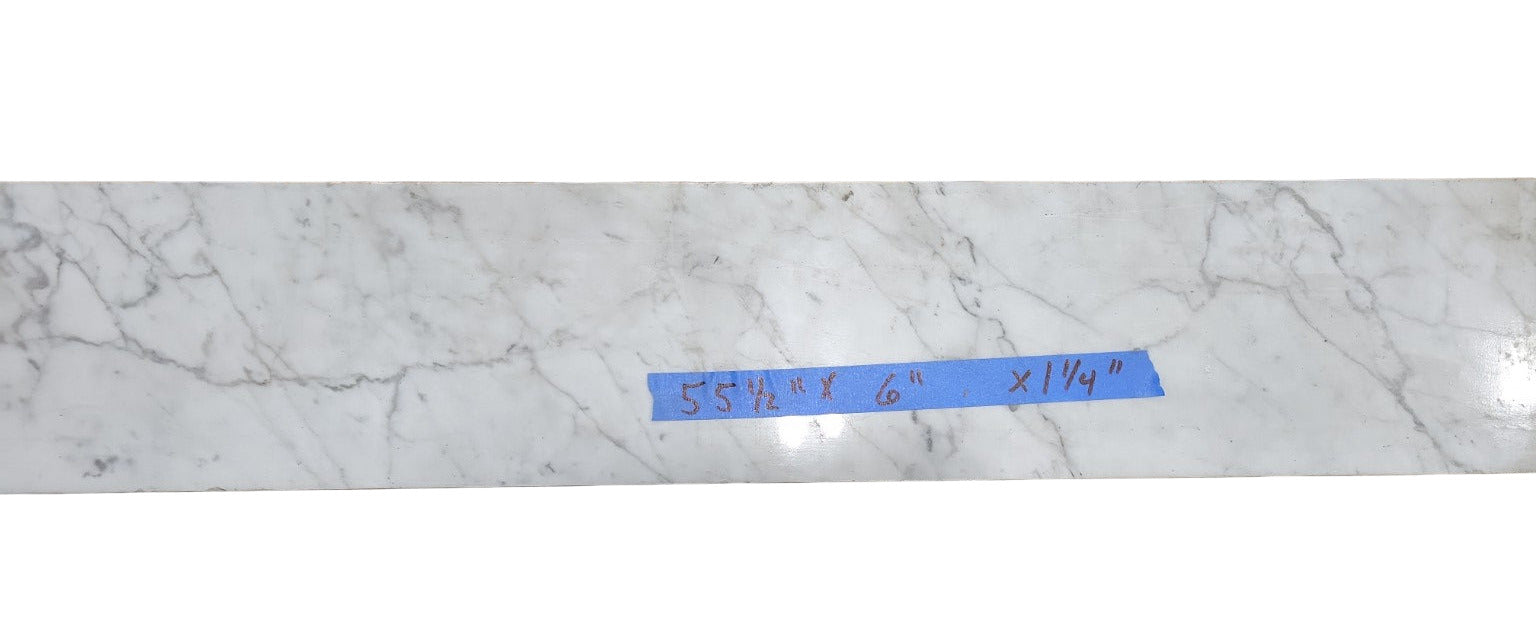 Carrara Bianco Marble Shelf Slab – 55 ½" x 6" x 1 ¼"